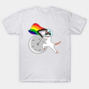 Astro Cat in the moon pride flag T-Shirt